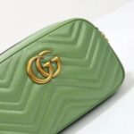Gucci Women GG Marmont Matelassé Shoulder Bag Sage Green Chevron Leather - Imagen 8