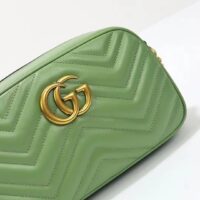 Gucci Women GG Marmont Matelassé Shoulder Bag Sage Green Chevron Leather (6)