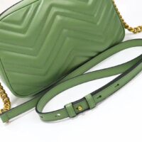 Gucci Women GG Marmont Matelassé Shoulder Bag Sage Green Chevron Leather (6)