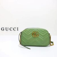 Gucci Women GG Marmont Matelassé Shoulder Bag Sage Green Chevron Leather (6)