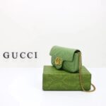 Gucci Women GG Marmont Matelassé Super Mini Bag Sage Green Chevron Leather - immagine 10