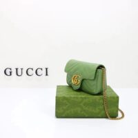 Gucci Women GG Marmont Matelassé Super Mini Bag Sage Green Chevron Leather (1)