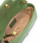 Gucci Women GG Marmont Matelassé Super Mini Bag Sage Green Chevron Leather - immagine 7