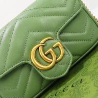 Gucci Women GG Marmont Matelassé Super Mini Bag Sage Green Chevron Leather (1)