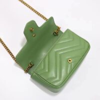 Gucci Women GG Marmont Matelassé Super Mini Bag Sage Green Chevron Leather (1)