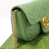 Gucci Women GG Marmont Matelassé Super Mini Bag Sage Green Chevron Leather (1)