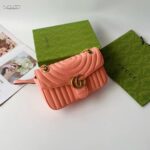 Gucci Women GG Marmont Small Shoulder Bag Peach Matelassé Round Leather - Image 2