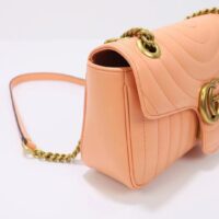 Gucci Women GG Marmont Small Shoulder Bag Peach Matelassé Round Vertical Matelassé Leather (11)