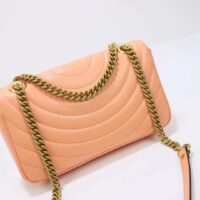 Gucci Women GG Marmont Small Shoulder Bag Peach Matelassé Round Vertical Matelassé Leather (11)