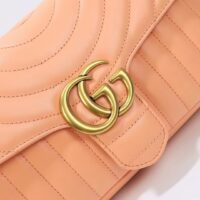 Gucci Women GG Marmont Small Shoulder Bag Peach Matelassé Round Vertical Matelassé Leather (11)
