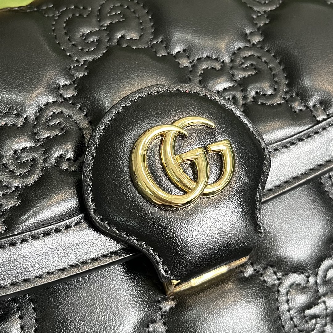 Gucci Women GG Matelassé Small Bag Black Double G (5)