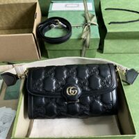 Gucci Women GG Matelassé Small Bag Black Double G (2)
