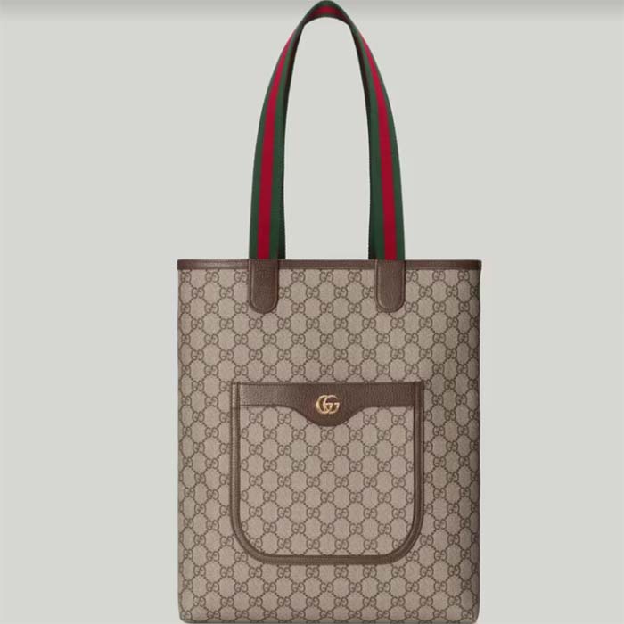 Gucci Unisex Ophidia GG Small Tote Bag Beige Ebony Supreme Canvas