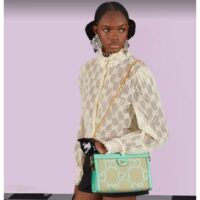 Gucci Women Ophidia Jumbo GG Small Shoulder Bag Beige Green Mint Canvas (9)