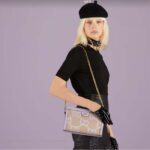 Gucci Women Ophidia Jumbo GG Small Shoulder Bag Camel Lilac Canvas Leather – Image 11