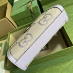 Gucci Women Ophidia Jumbo GG Small Shoulder Bag Camel Lilac Canvas Leather – Image 5