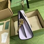 Gucci Women Ophidia Jumbo GG Small Shoulder Bag Camel Lilac Canvas Leather – Image 6
