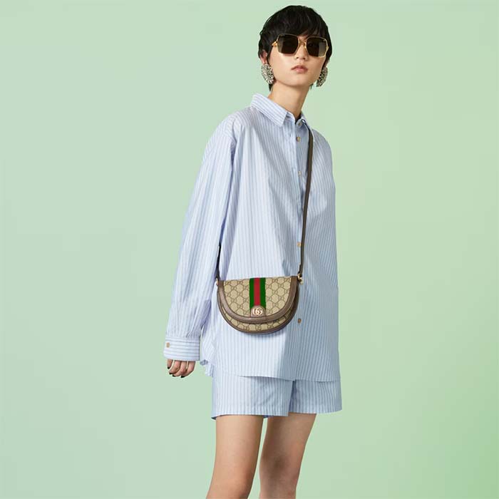 Gucci Women Ophidia Mini GG Shoulder Bag Beige Ebony GG Supreme Canvas (5)