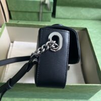 Gucci Women Petite GG Mini Shoulder Bag Black Leather Double G (1)