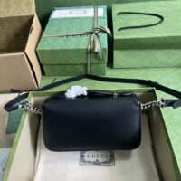 Gucci Women Petite GG Mini Shoulder Bag Black Leather Double G (1)