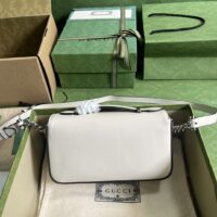 Gucci Women Petite GG Mini Shoulder Bag White Leather Double G (2)