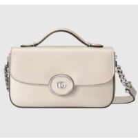 Gucci Women Petite GG Mini Shoulder Bag White Leather Double G (2)