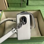 Gucci Women Petite GG Mini Shoulder Bag White Leather Double G - immagine 4