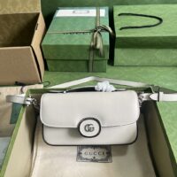 Gucci Women Petite GG Mini Shoulder Bag White Leather Double G (2)
