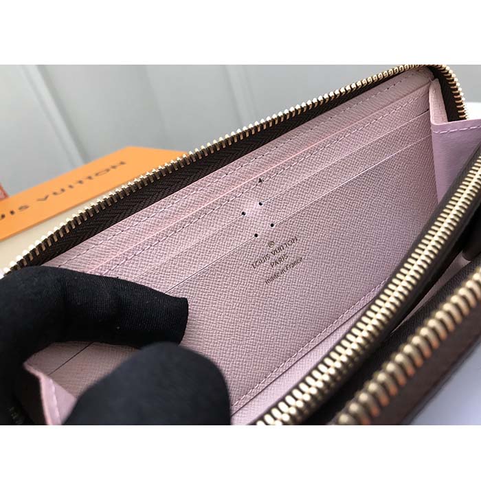 Louis Vuitton LV Unisex Clémence Wallet Brown Pink Damier Ebene Coated Canvas (10)