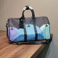 Louis Vuitton LV Unisex LV x YK Keepall 55 Monogram Coated Canvas Colorful Pumpkin Print (1)