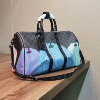 Louis Vuitton LV Unisex LV x YK Keepall 55 Monogram Coated Canvas Colorful Pumpkin Print (1)