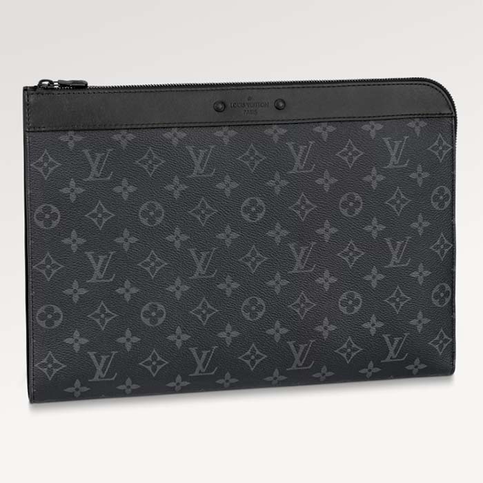 Louis Vuitton LV Unisex Pochette Jour Monogram Eclipse Coated Canvas Cowhide Leather