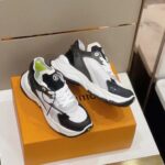 Louis Vuitton LV Unisex Run 55 Sneaker White Mix Materials Lifted Rubber Outsole - Image 3