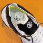 Louis Vuitton LV Unisex Run 55 Sneaker White Mix Materials Lifted Rubber Outsole - Image 9