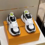 Louis Vuitton LV Unisex Run 55 Sneaker White Mix Materials Lifted Rubber Outsole - Image 4