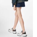 Louis Vuitton LV Unisex Run 55 Sneaker White Mix Materials Lifted Rubber Outsole - Image 11