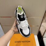 Louis Vuitton LV Unisex Run 55 Sneaker White Mix Materials Lifted Rubber Outsole - Image 6