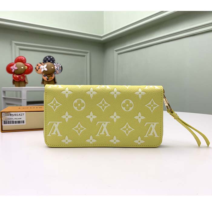 Louis Vuitton LV Unisex Zippy Wallet Yellow Monogram Empreinte Embossed Supple Grained Cowhide (10)