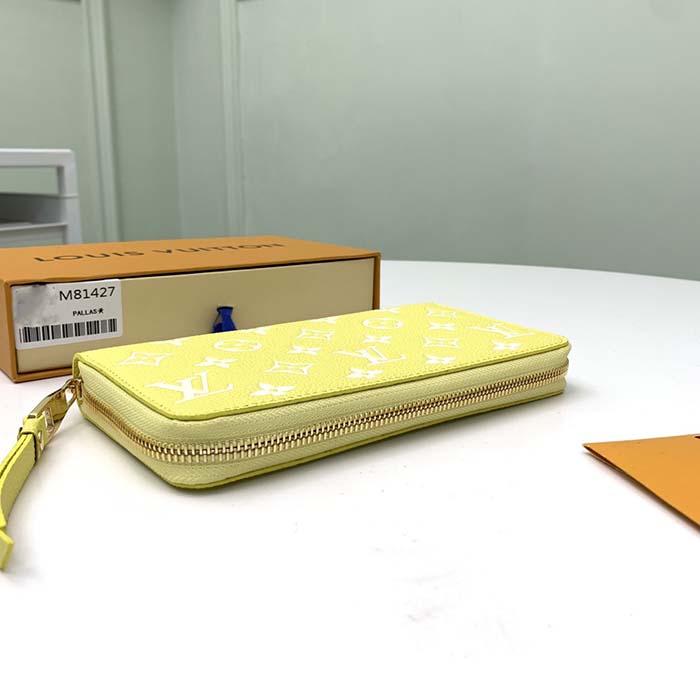 Louis Vuitton LV Unisex Zippy Wallet Yellow Monogram Empreinte Embossed Supple Grained Cowhide (2)