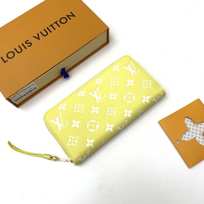 Louis Vuitton LV Unisex Zippy Wallet Yellow Monogram Empreinte Embossed Supple Grained Cowhide (8)