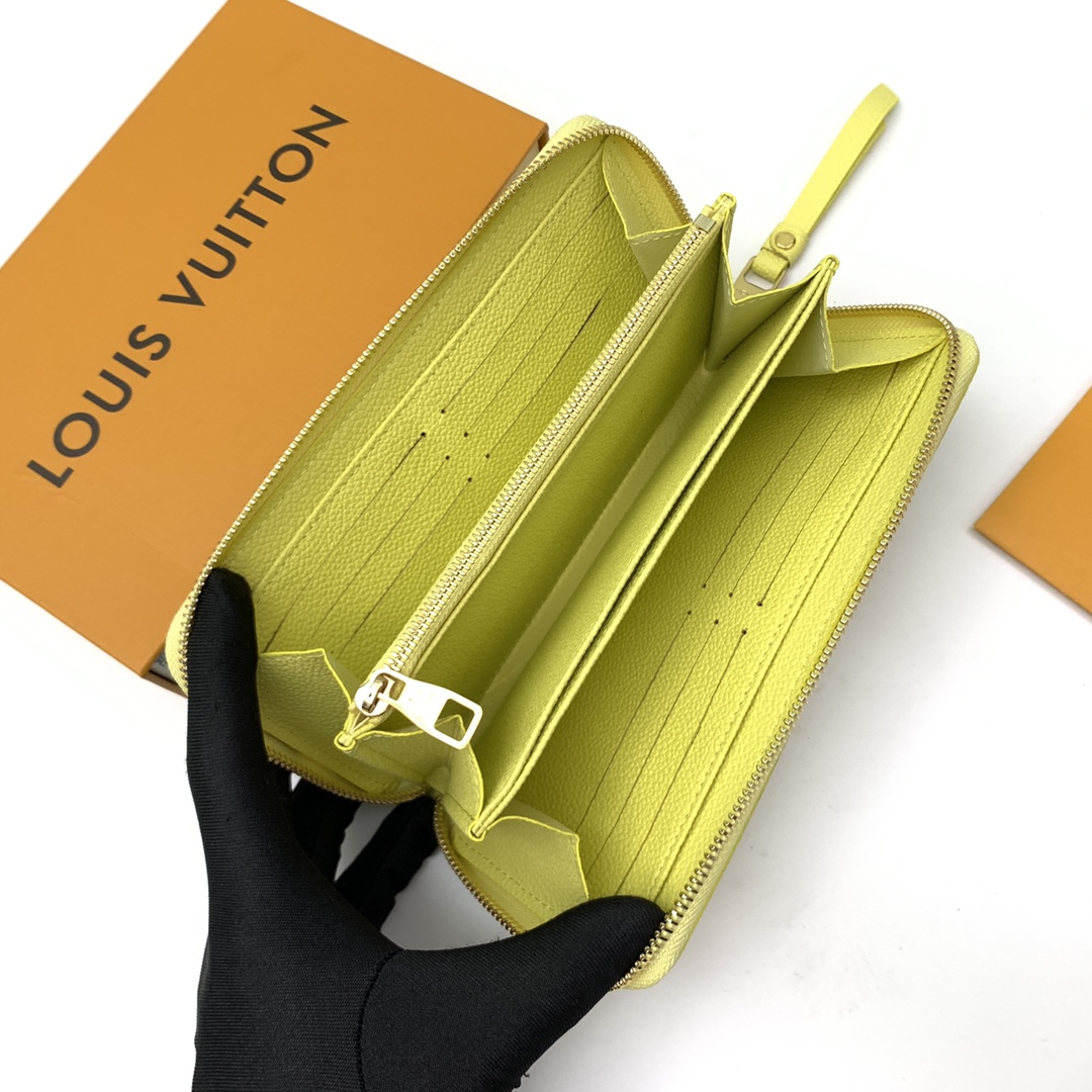 Louis Vuitton LV Unisex Zippy Wallet Yellow Monogram Empreinte Embossed Supple Grained Cowhide (9)