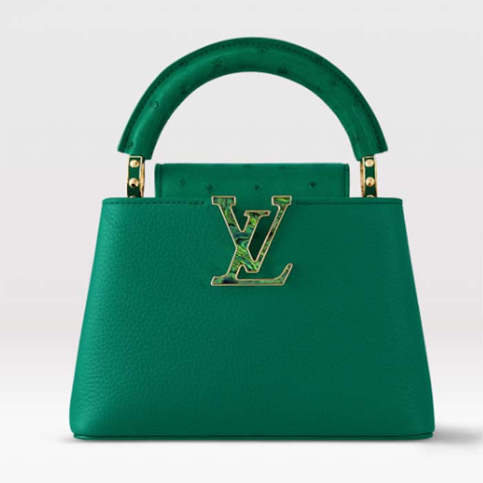 Louis Vuitton LV Women Capucines Mini Handbag Emerald Green Mint Taurillon