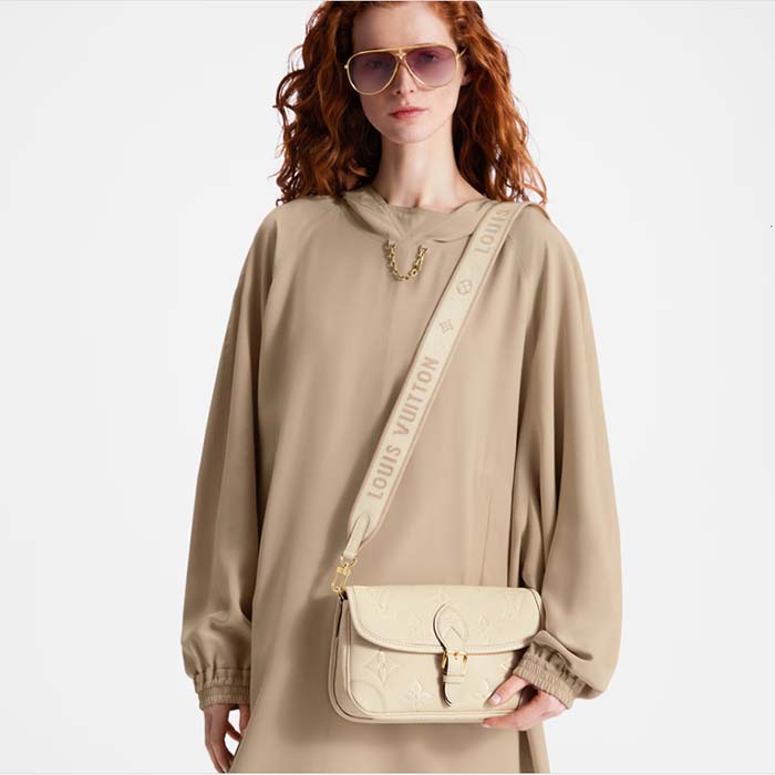 Louis Vuitton LV Women Diane Crème Beige Embossed Supple Grained Cowhide Leather (2)