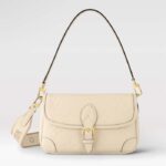 Louis Vuitton LV Damen Diane Crème Beige Geprägtes geschmeidiges genarbtes Rindsleder