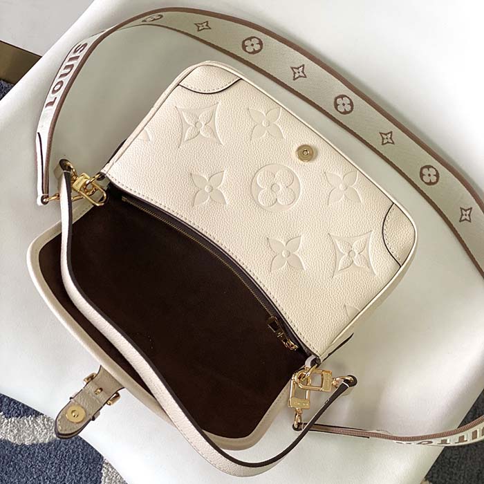 Louis Vuitton LV Women Diane Crème Beige Embossed Supple Grained Cowhide Leather (8)