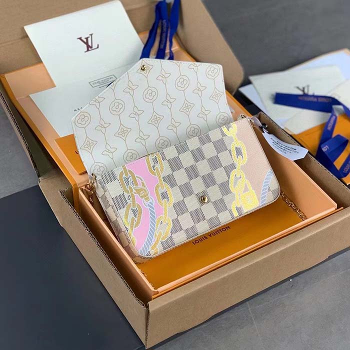 Louis Vuitton LV Women Félicie Pochette Damier Azur Coated Canvas Cotton (10)