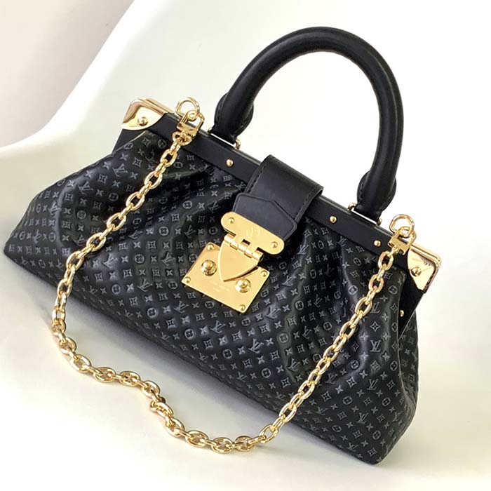 Louis Vuitton LV Women Monogram Clutch Black Calfskin Leather S-Lock (10)