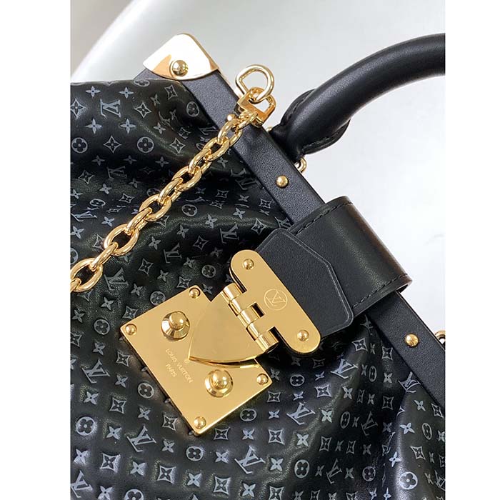 Louis Vuitton LV Women Monogram Clutch Black Calfskin Leather S-Lock (11)
