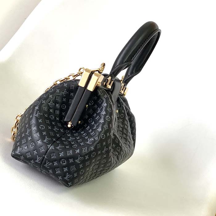Louis Vuitton LV Women Monogram Clutch Black Calfskin Leather S-Lock (12)