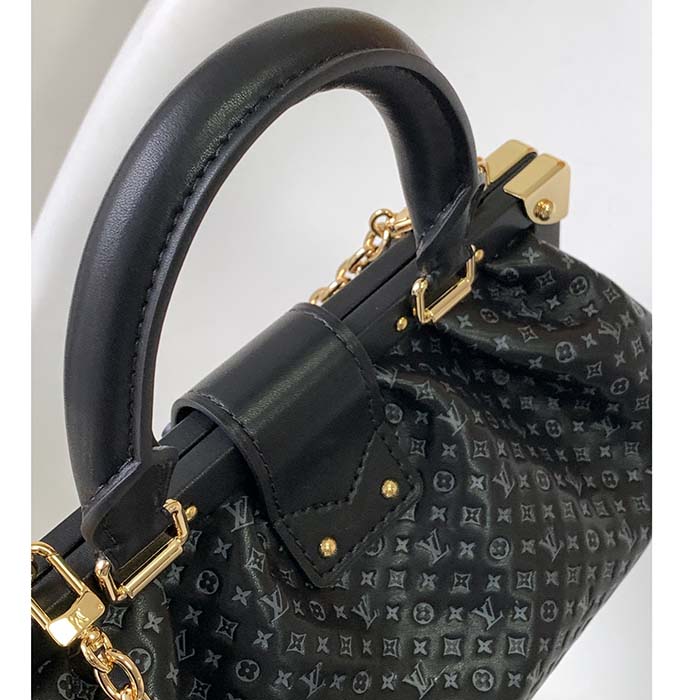 Louis Vuitton LV Women Monogram Clutch Black Calfskin Leather S-Lock (13)